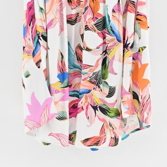 LA BLANCA Dress Size L Paradise Floral ALine Mini White Multi Off Shoulder - Picture 13 of 13